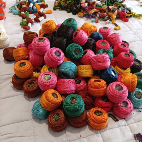 Embroidery supplies new, skeins, braids, moulinés, gold threads