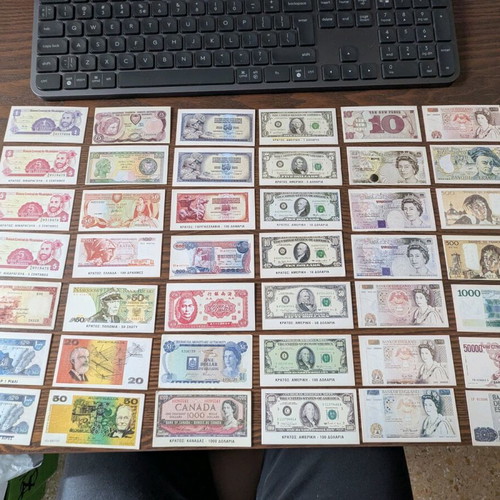 Karouzel banknote stickers used, 58 pieces from 1991