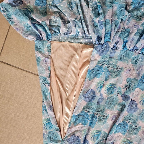Boho dress Iraida like new, floral cut out, blue