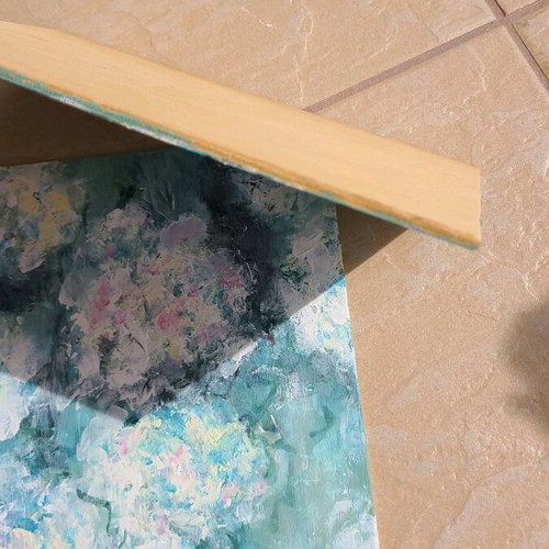 Artwork with abstract flowers on wood made to order, handmade