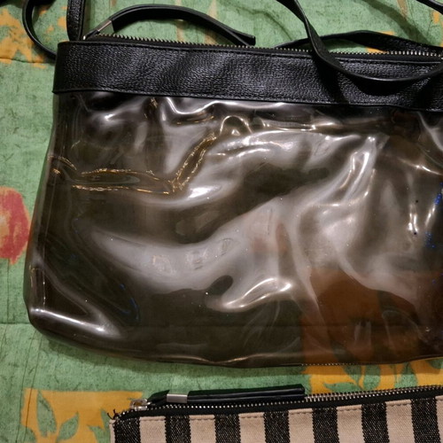 Transparent Bag with Pouch Parfois like new, black and white
