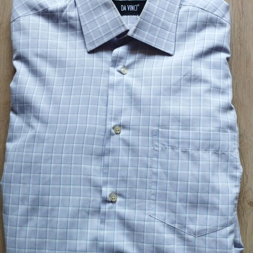 Da Vinci men's checked shirt, M, lilac with blue stripes