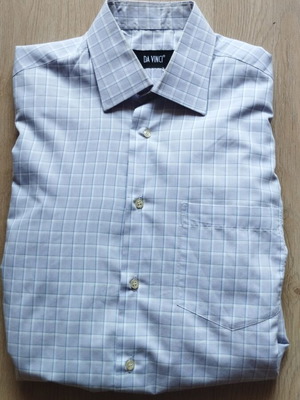 Da Vinci men's checked shirt, M, lilac with blue stripes