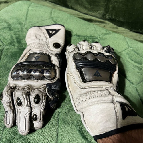 Dainese Full Metal Titanium gloves used with neck protector