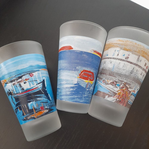 Glasses used, set of 3 with small marks