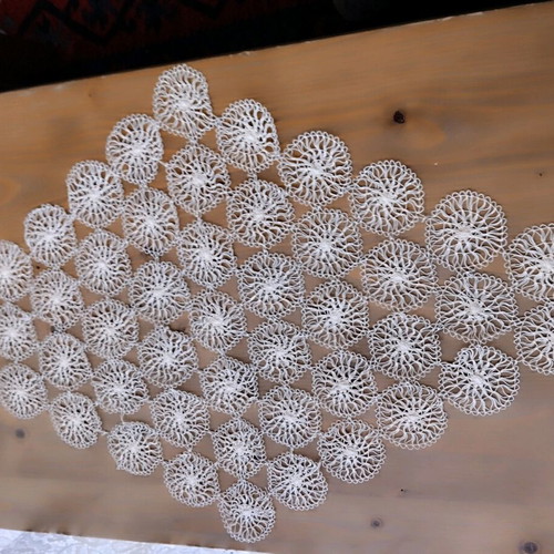 Embroidery with lace new, table runner 65x40 cm, ecru