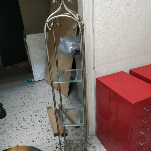 Metal shelf like new with glass shelves, vintage style