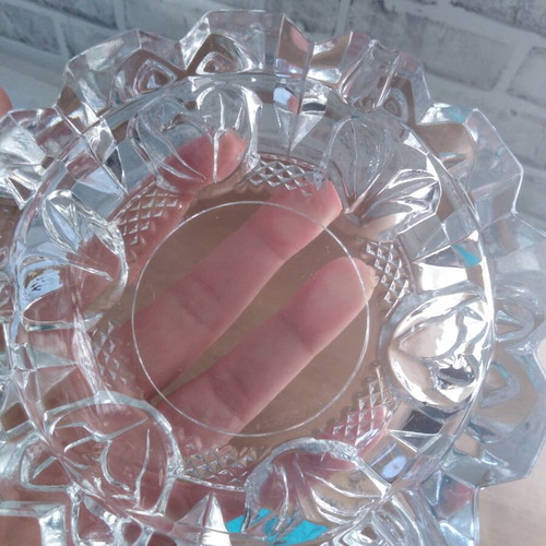 Vintage glass ashtray set of 2 with floral design