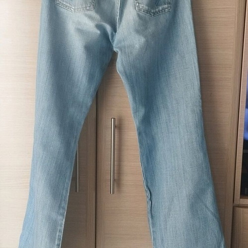 Miss Denim denim jeans used, bell-bottom, size 28, light wash with rips