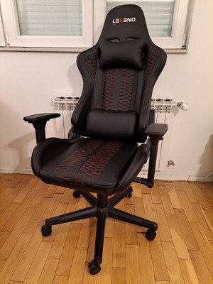 NIBE gaming chair like new, black faux leather with red details