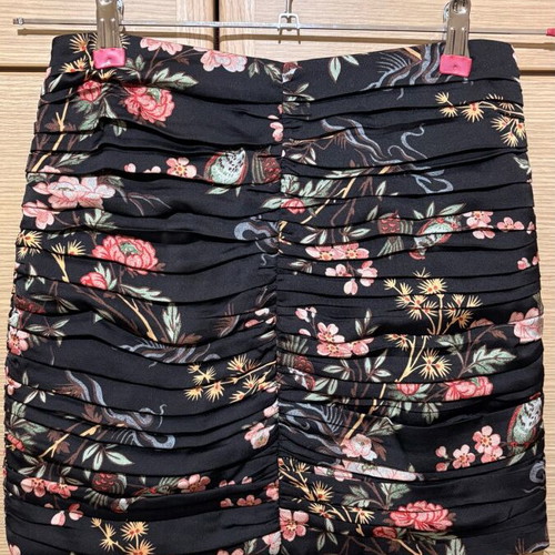 Mango pleated skirt new, black with multicolor patterns, size small