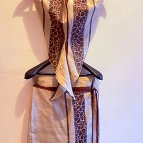 Naf Naf Linen Dress size 38 like new, beige and brown