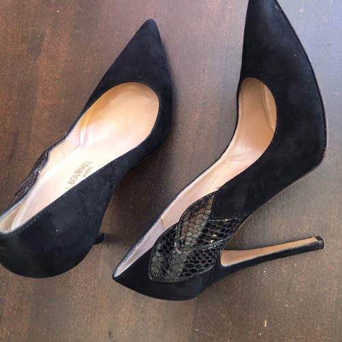 J. Bournazos black suede pumps size 37.5 like new