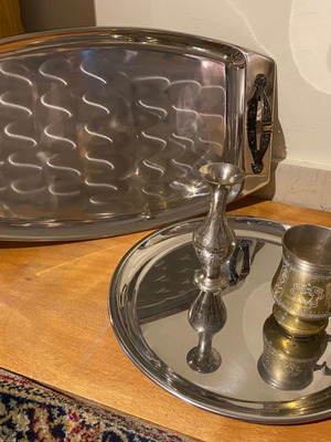 Silver-plated plates and items used