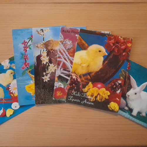 Vintage card postal pack of 6 Happy Easter unused