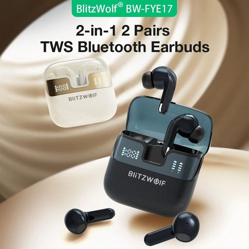 BlitzWolf Bluetooth Earphone 2-in-1 New, 2 Pairs BW-FYE17