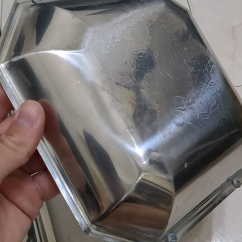 Small stainless steel tray used, Rostered 18/10 GOLD k24