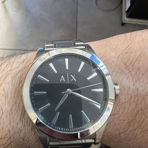 Armani Exchange men's wristwatch, black and silver, authentic