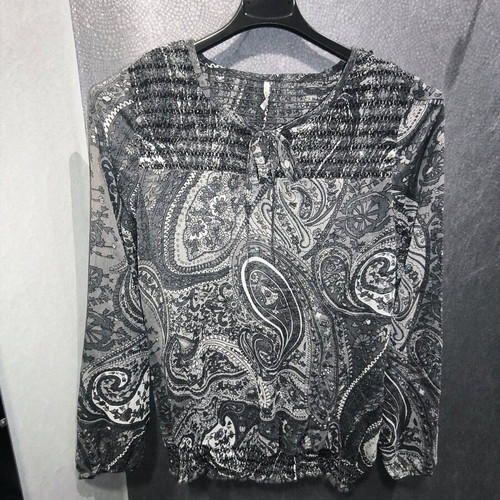 Soyaconcept blouse with grey-black paisley pattern like new, size L