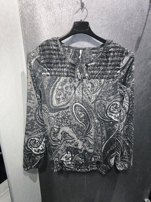 Soyaconcept blouse with grey-black paisley pattern like new, size L