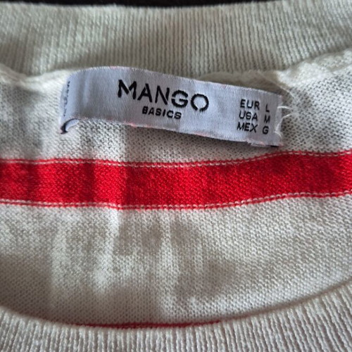 Striped knitted sweater Mango like new, white and red, size L