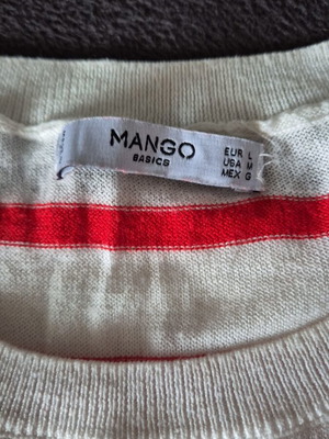 Striped knitted sweater Mango like new, white and red, size L