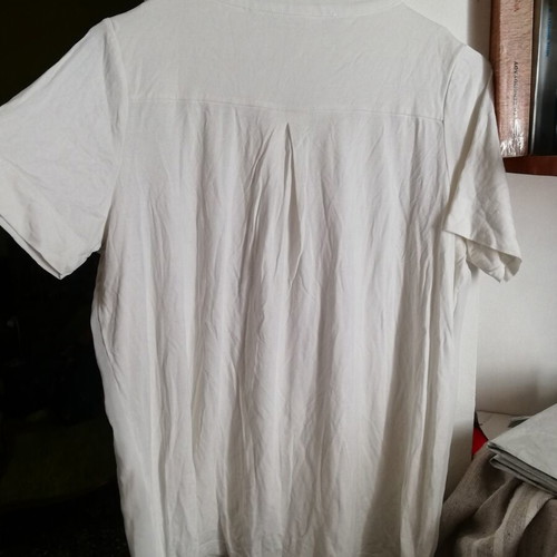 Bianca white blouse size L 40 chiffon front, cotton back, like new