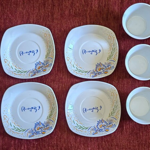 Set of 6 collectible porcelain cups and saucers by G. Stathopoulos