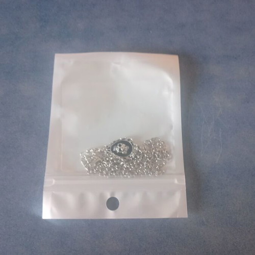 Y2K Necklace with Black Oval Charm and Silver Details new
