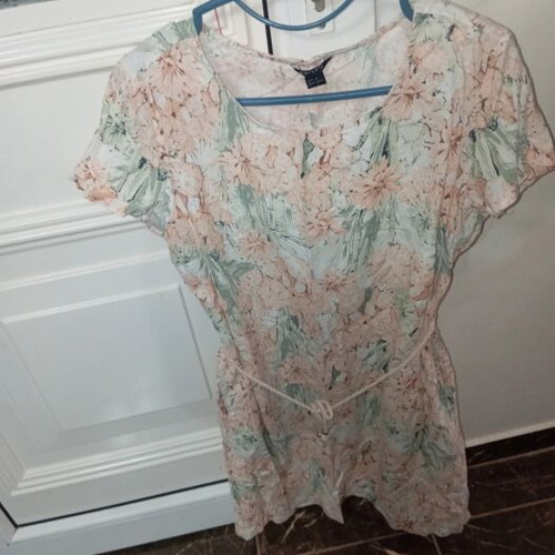 Linen women's dress knee-length with floral print, like new, Esmara size 40