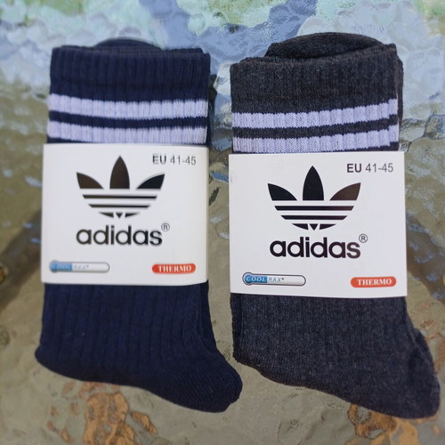 Adidas men's thermo socks, pack of 2, size 41-45, dark grey and dark blue