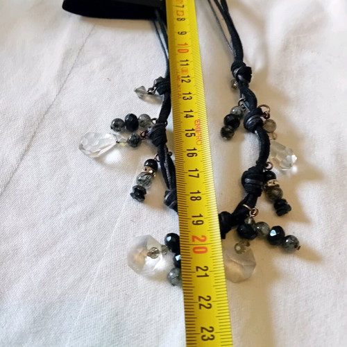 Necklace with black cords and hanging crystals new