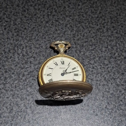 Aurex Vintage Pocket Watch Shockproof mechanical used, gold color