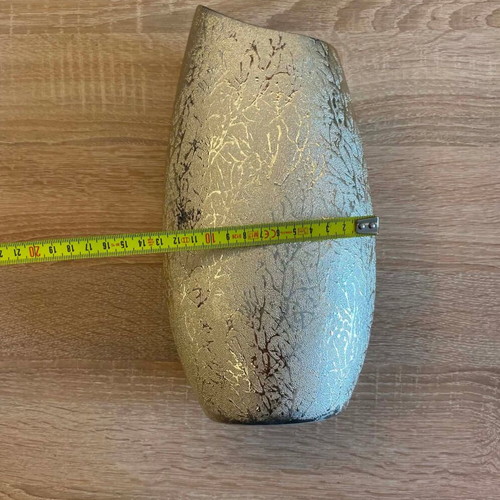 Modern ceramic vase 29cm gold with embossed design like new