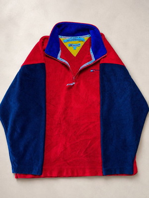 Tommy Hilfiger Athletics fleece quarter zip, red and blue, size L