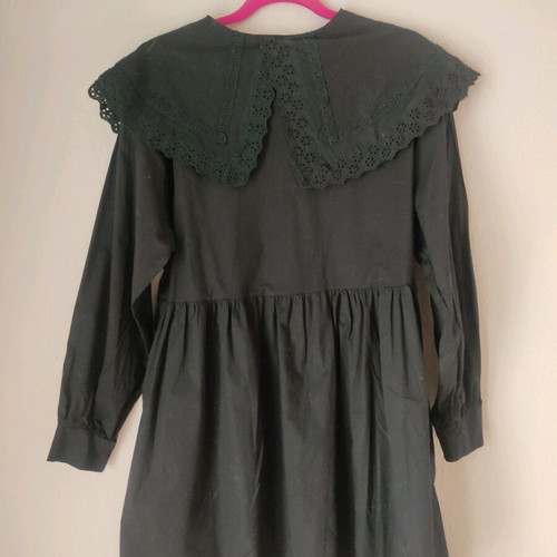 Black GiGi dress with large embroidered collar like new, one size