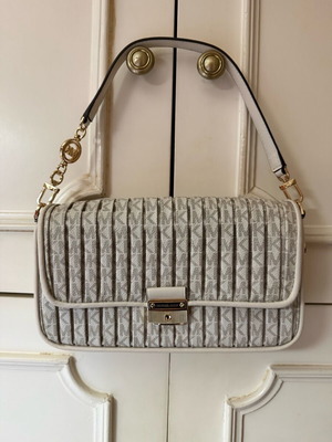 Michael Kors Bradshaw Small Convertible Shoulder Bag like new, beige and gold
