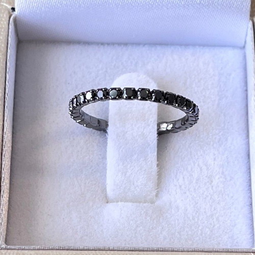 Gold ring k14 with black rhodium and zirconia new