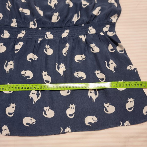 Zara blouse dress L-XL used, blue with cat pattern