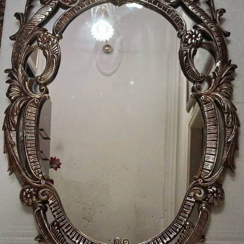 Antique entry console with mirror and marble wall mount used