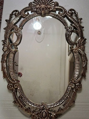 Antique entry console with mirror and marble wall mount used