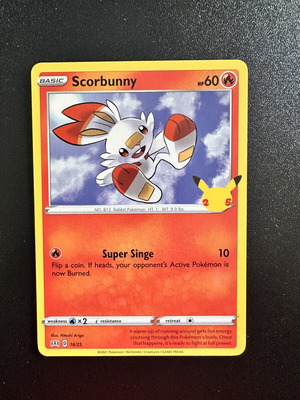 Scorbunny 16/25 McDonalds 2021 Pokemon Card new