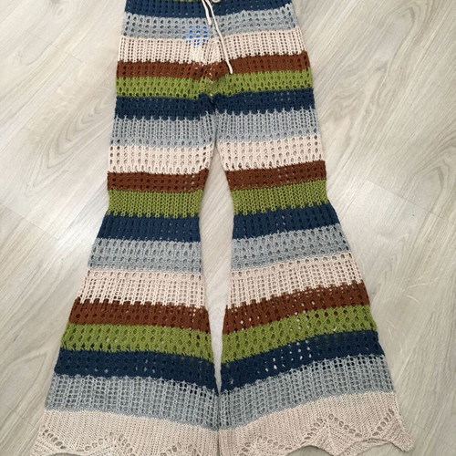 CUPSHE Multicolor Flared Crochet Beach Pants New