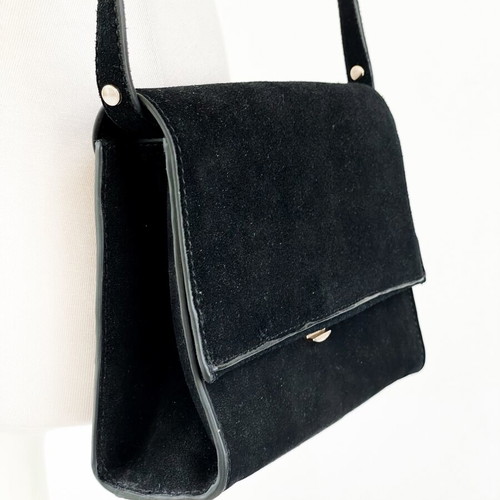 Mango black suede clutch and crossbody bag
