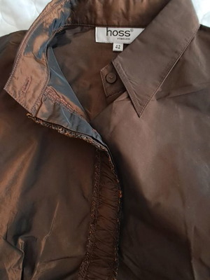 Evening shirt new, slim fit, satin, brown, size 42