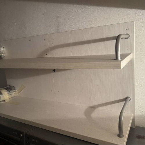 Heavy-duty melamine wall shelves used, set of 2, 25mm thickness