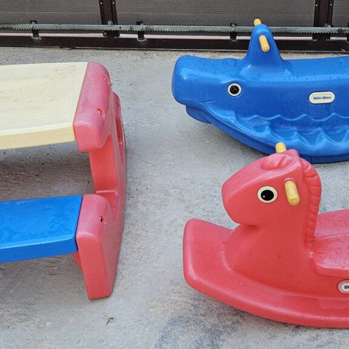 Little Tikes Playground Set with Table, Bench and Rocking Toys like new