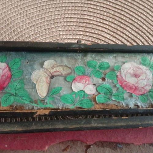Antique Chinese Fan Case 19th Century Canton Export & Authentic Vintage Spanish Fan