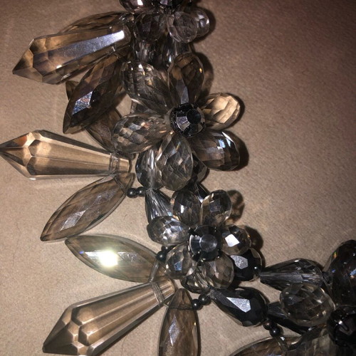 Zara vintage necklace with floral design, new, gray