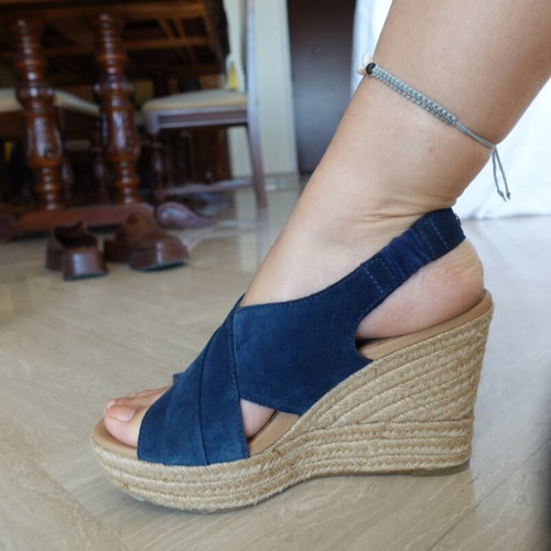 Ugg Australia Platform Sandals New, Blue Suede Espadrille